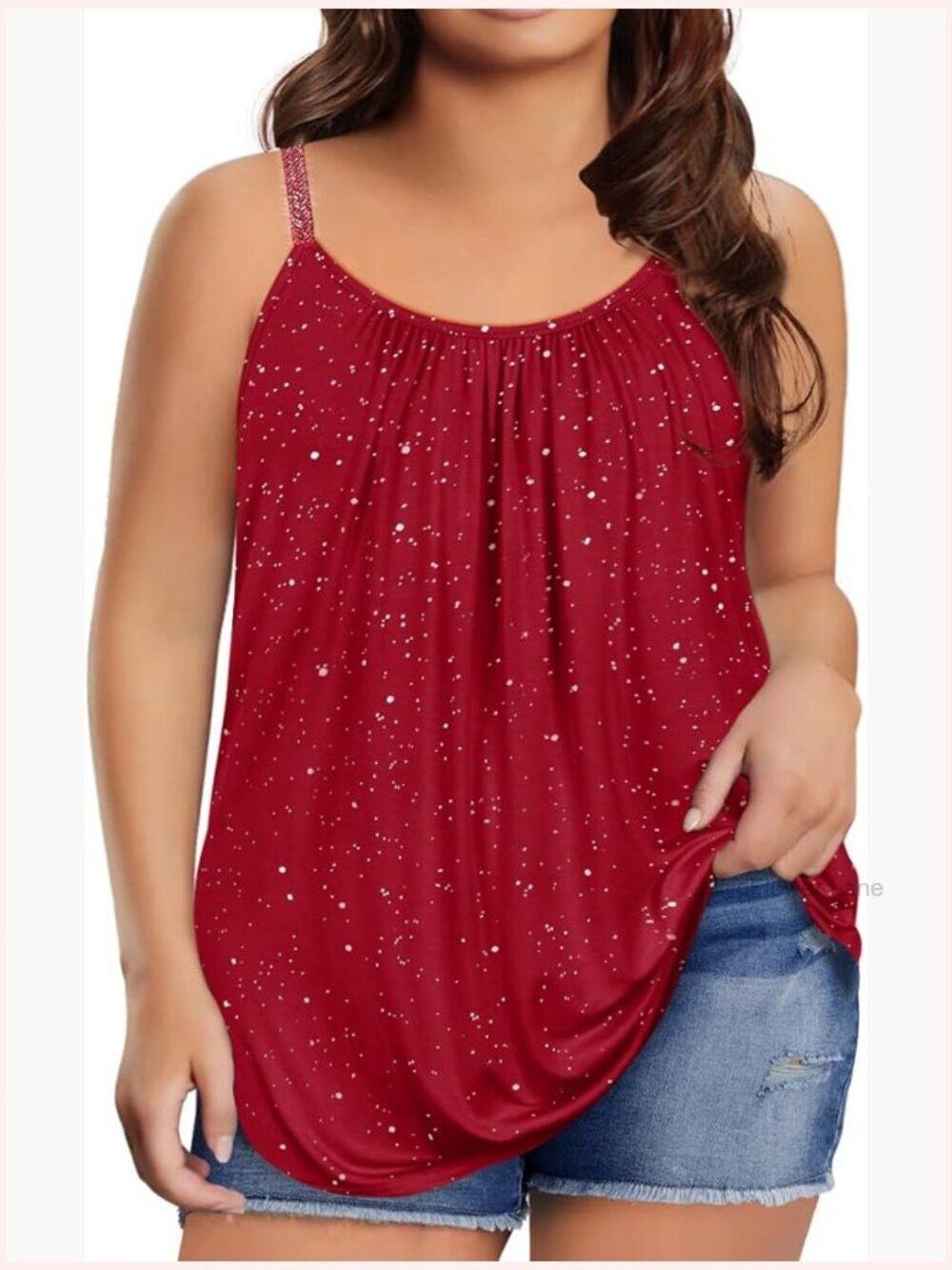 Plus Size Tank Tops Flowy Adjustable Strappy Loose Shirts XL-5XL